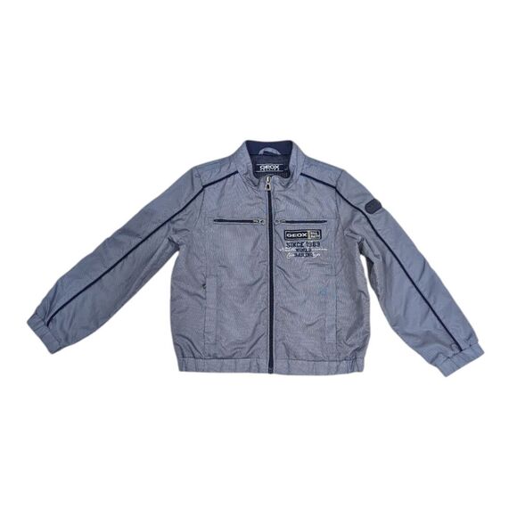 Geox Respira Blue Gray Neutral Bomber Jacket Coat Fall Winter Layer Boys Size 4 - Picture 8 of 8